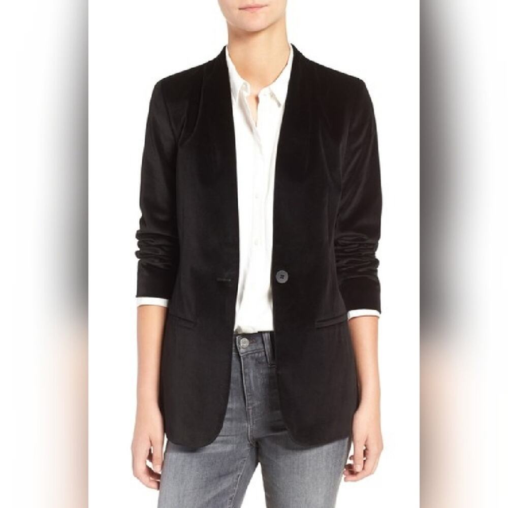 Hinge Black Velvet 1 Button Blazer SZ M